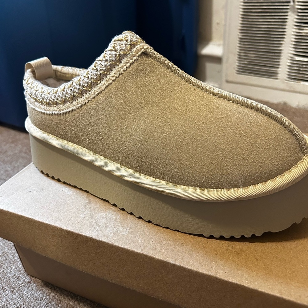 Beige Platform Slip-On Shoes